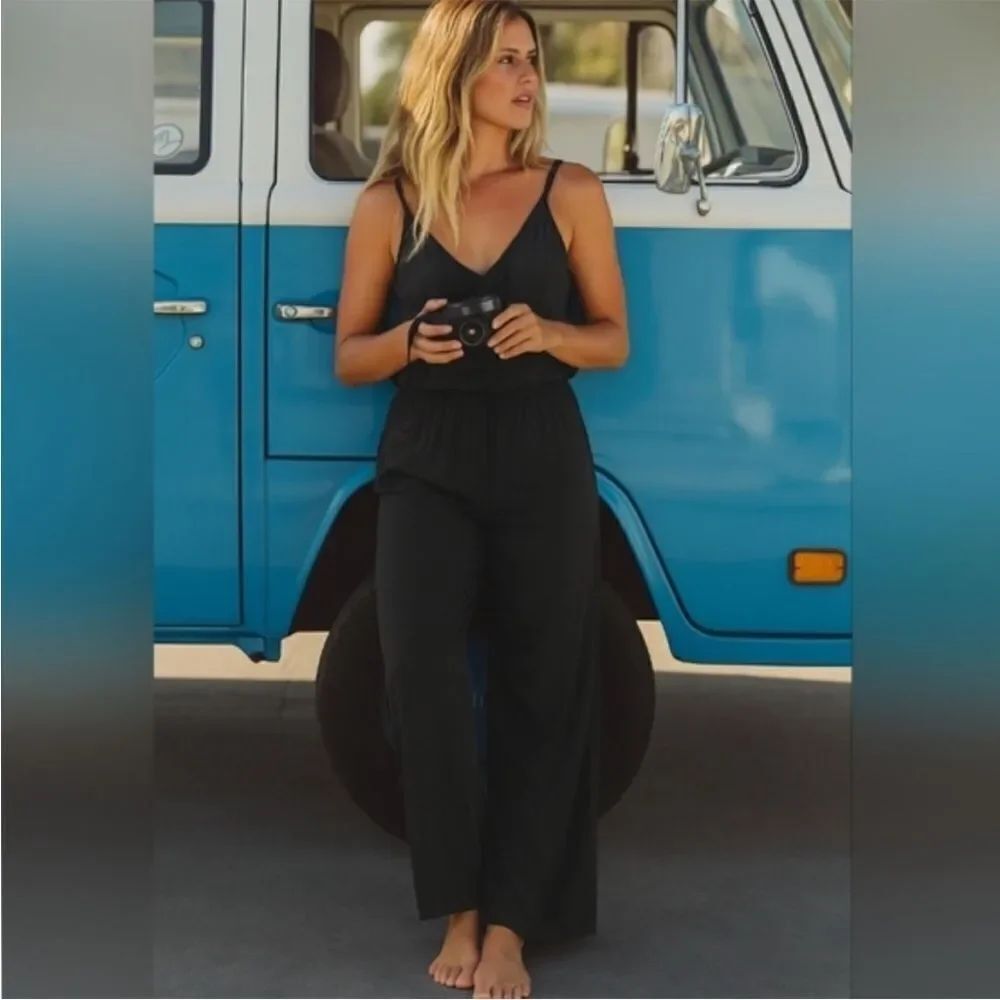 New PrAna Fernie Wide Leg Jumpsuit Black ModalβSize S